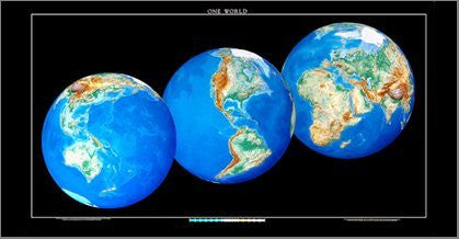 One World Wall Poster- Paper, Non-Laminated - Wide World Maps & MORE! - Map - Raven Maps & Images - Wide World Maps & MORE!