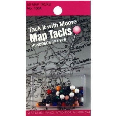 1/8 Inch Map Tacks - Assorted Colors - Wide World Maps & MORE! - Office Product - Moore Push-Pins - Wide World Maps & MORE!