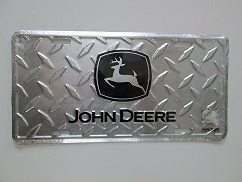 John Deere Diamond Plate License Plate - KE62480 - Wide World Maps & MORE! - Car Audio or Theater - Auto Mall - Wide World Maps & MORE!