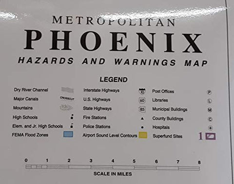 Metropolitan Phoenix Hazards and Warnings Gloss Ready-to-Hang Wall Map - Wide World Maps & MORE! - Map - Wide World Maps & MORE! - Wide World Maps & MORE!