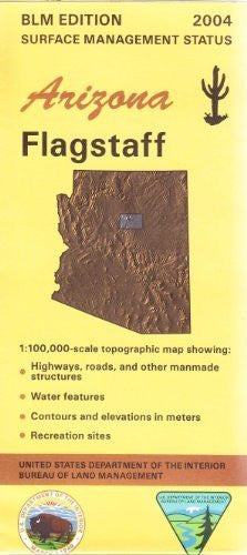 Flagstaff, Arizona 1:100,000 Scale Topographic Map Surface Managment Status 60×30-Minute Quadrangle - Wide World Maps & MORE!