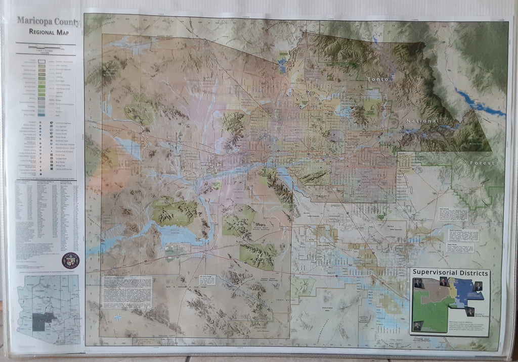 Maricopa County Regional Map Dry Erase Laminated - Wide World Maps & MORE!