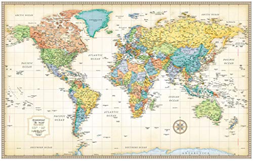 Classic World Large Wall Map, Dry Erase Ready-to-Hang - Wide World Maps & MORE! - Map - Rand McNally and Company - Wide World Maps & MORE!