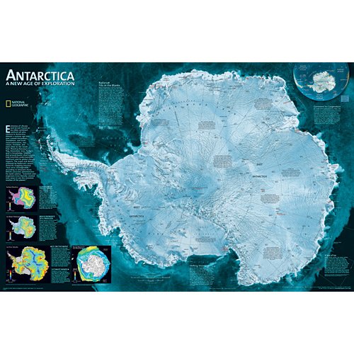 Antarctica, 1-sided satellite image - Tubed - 20"H x 31"W - Wide World Maps & MORE!