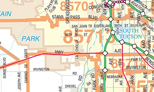 Metropolitan Tucson Arterial and Collector Streets ZIP Codes Full-Size Wall Map Dry Erase Laminated - Wide World Maps & MORE! - Map - Wide World Maps & MORE! - Wide World Maps & MORE!