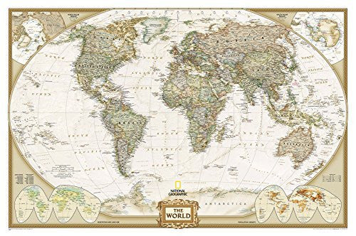 2009 National Geographic - World Executive Map Gloss Laminated Map 46in × 30in - Wide World Maps & MORE! - Office Product - National Geographic Maps - Wide World Maps & MORE!