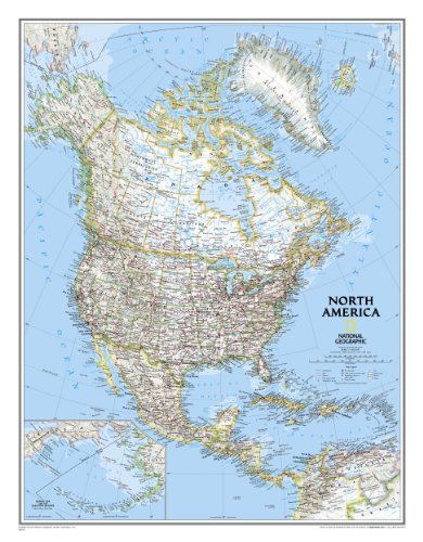 North America Classic [Enlarged and Satin Ready-to-Hang] (National Geographic Reference Map) - Wide World Maps & MORE!