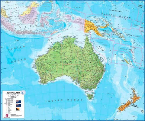 Australia Australasia Laminated Wall Map - Wide World Maps & MORE! - Office Product - Maps International - Wide World Maps & MORE!