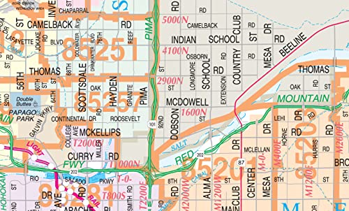 Metropolitan Phoenix Arterial and Collector Streets ZIP Code Zones Desk Map Gloss Ready-to-Hang - Wide World Maps & MORE!