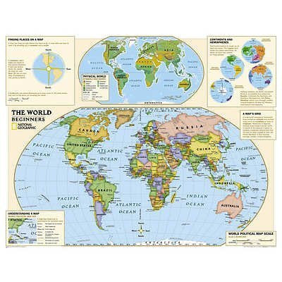 National Geographic - Kids Beginners World Education Map (Grades K-3) Huge (51"×40") Poster - Wide World Maps & MORE! - Map - National Geographic Maps - Wide World Maps & MORE!