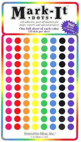 Medium 1/4" Assorted Opaque Dots 2 pack (1920) - Wide World Maps & MORE! - Art and Craft Supply - Mark-It - Wide World Maps & MORE!