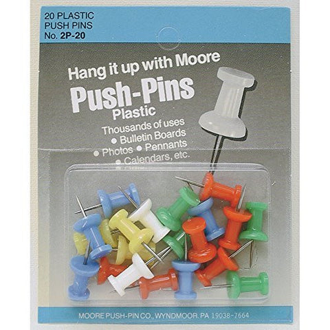 Plastic Push Pins Assorted Colors Box 20 - Wide World Maps & MORE! - Office Product - Moore - Wide World Maps & MORE!