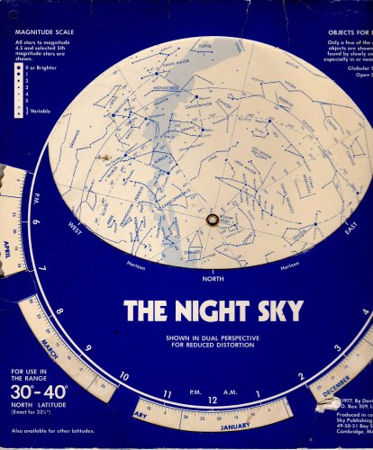 The Night Sky Shown in Dual Perspective for Reduced Distortion. For Use in Range 30º - 40º North Latitude (Exact for 32½º). Planisphere. - Wide World Maps & MORE! - Book - Wide World Maps & MORE! - Wide World Maps & MORE!