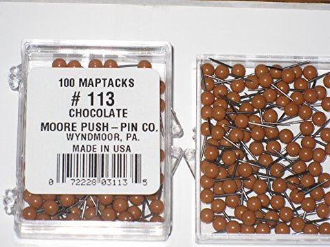 1/8 Inch Map Tacks - Chocolate - Wide World Maps & MORE! - Office Product - Moore Push-Pins - Wide World Maps & MORE!