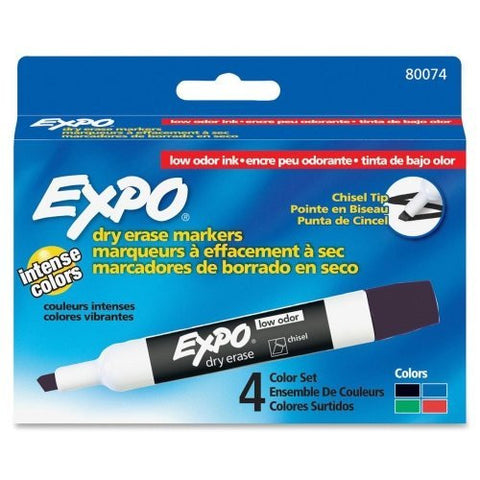 Wholesale CASE of 25 - Sanford Low-Odor Dry-erase Chisel Tip Markers-Dry-erase Markers,Chisel Point,Nontoxic,4/PK,Assorted - Wide World Maps & MORE! - Office Product - SAN - Wide World Maps & MORE!