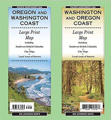 Washington & Oregon Coast Large Print - Wide World Maps & MORE!