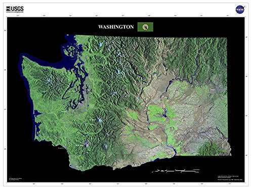 Landsat Tri-decadal State Satellite Mosaic Washington (Paper, Non-Laminated) - Wide World Maps & MORE! - Book - Wide World Maps & MORE! - Wide World Maps & MORE!