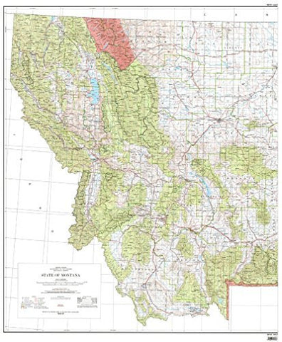 State of Montana West Half Base Map with Highways and Contours - Wide World Maps & MORE! - Map - United States Geological Survey - Wide World Maps & MORE!