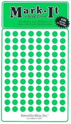 Large 1/4" Removable Mark-It Brand Dots for Maps, Reports, or Projects - Green - Wide World Maps & MORE! - Office Product - Innovative Ideas - Wide World Maps & MORE!