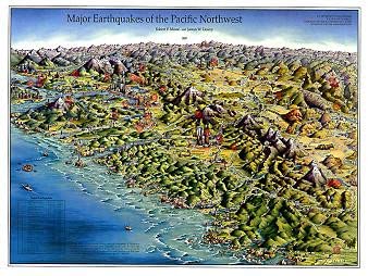 Decorative Wall Map Showing Major Earthquakes in the Pacific Northwest - Laminated [Map] James Dewey - Wide World Maps & MORE!