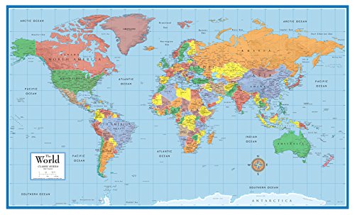 48x78 Huge World Classic Elite Wall Map - Wide World Maps & MORE! - Office Product - Swiftmaps - Wide World Maps & MORE!