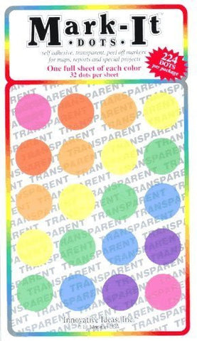 X-Large 3/4" Removable Transparent Mark-It Brand Dots for Maps, Reports, or Projects - Pack of Seven Assorted Translucent Colors - Wide World Maps & MORE! - Office Product - Innovative Ideas - Wide World Maps & MORE!