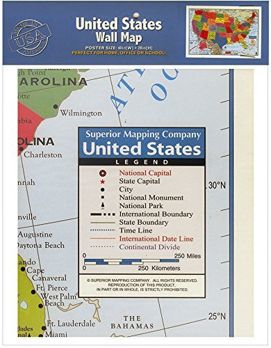 Folded U.S. Wall Map (Pack Of 24) - Wide World Maps & MORE! - Office Product - Kappa - Wide World Maps & MORE!