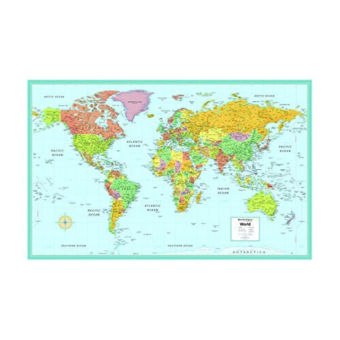 Rand McNally M Series Deluxe World Wall Map, Laminated, 50" x 32", Includes Plastic Rod/Hangers (RM528959972) - Wide World Maps & MORE!