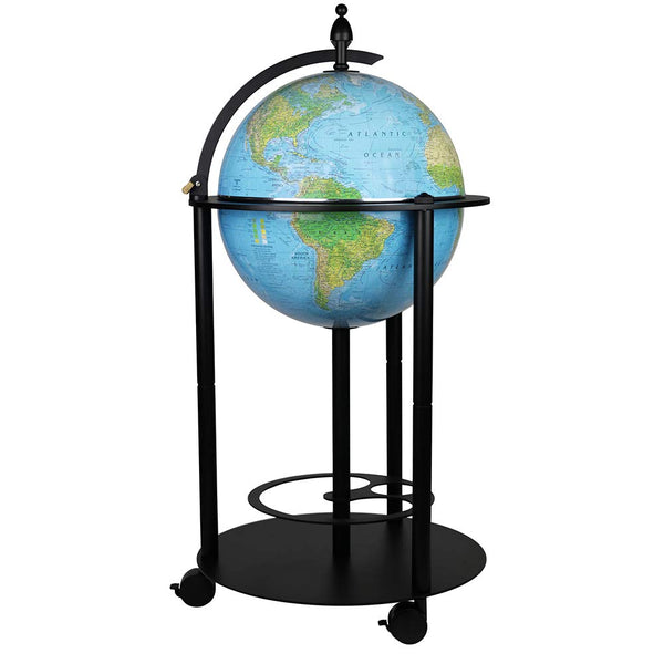 Replogle Illuminated Empire Bar Globe 16" Diameter Blue Ocean + Topographical/Political Map - Wide World Maps & MORE! - Office Product - Replogle - Wide World Maps & MORE!