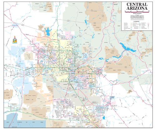 Central Arizona Wall Map - Wide World Maps & MORE!