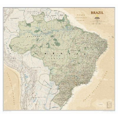 Brazil Executive Wall Map Material: Laminated 41x38. - Wide World Maps & MORE! - Office Product - National Geographic Maps - Wide World Maps & MORE!