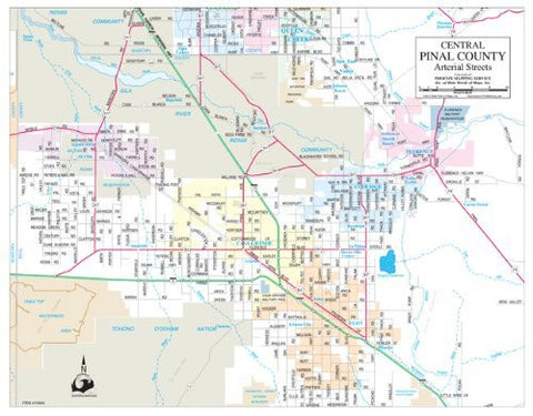 Central Pinal County Arterial Streets Gloss Laminated - Wide World Maps & MORE! - Book - Wide World Maps & MORE! - Wide World Maps & MORE!