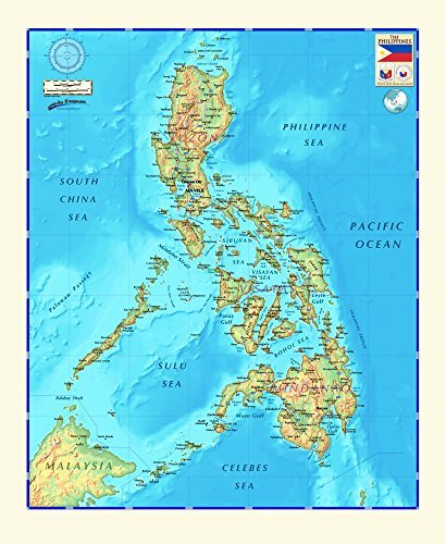 Decorative PHILIPPINES Physical Wall Map *Laminated* 36"x44" - Wide World Maps & MORE! - Book - Wide World Maps & MORE! - Wide World Maps & MORE!