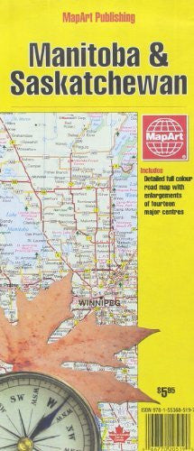 Manitoba and Saskatchewan Road Map - Wide World Maps & MORE! - Book - MapArt - Wide World Maps & MORE!