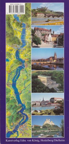 Map of the Rhine and Danube Rivers from Rudesheim to Budapest with Descriptions - 5.7 feet long - Der Rhein-Main-Donuluf Donau Karte - 1.7 m - mit Beschreibung - In English, German and French - Wide World Maps & MORE!
