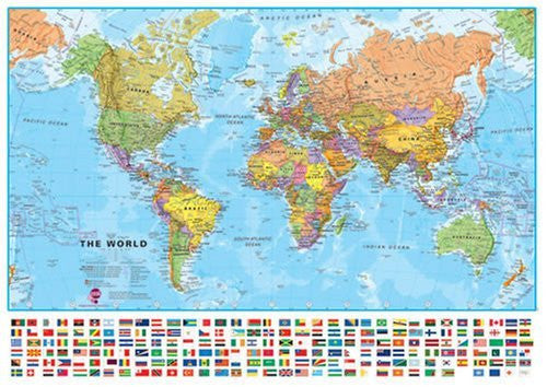 World 1:30 Laminated Wall Map - 54W x 39H in. - Wide World Maps & MORE! - Toy - Maps International - Wide World Maps & MORE!