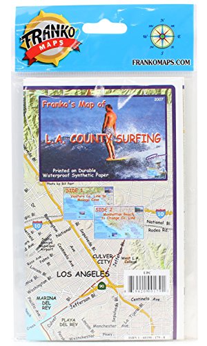 L.A. County Surfing Map Waterproof Surfing Guide by Franko Maps Los Angeles County California Surf Map - Wide World Maps & MORE! - Map - Franko Maps - Wide World Maps & MORE!