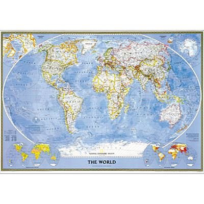 Classic World Wall Map - Gloss Ready-to-Hang & Enlarged - Wide World Maps & MORE!