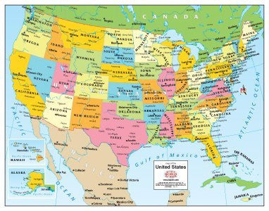 Colorful Political United States Desk Map Gloss Laminated - Wide World Maps & MORE! - Map - Wide World Maps & MORE! - Wide World Maps & MORE!