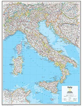 National Geographic: Italy Wall Map - 22 x 28 inches - Wide World Maps & MORE!