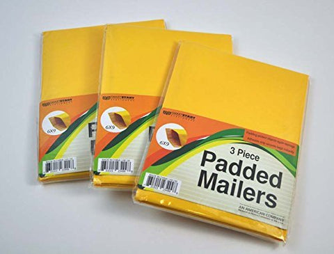 3 Piece Padded Mailers 6x9 (3 pack) - Wide World Maps & MORE! - Office Product - Smartstart - Wide World Maps & MORE!