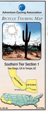 Bicycle Touring Map - Southern Tier #1 San Diego,CA to Tempe AZ - Wide World Maps & MORE! - Book - Wide World Maps & MORE! - Wide World Maps & MORE!
