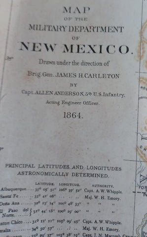 Civil War Map of the Military Department of New Mexico and Arizona (enhanced reproduction of the original 1864 map) [Map] Gen. James H. Carleton and Capt. Allen Anderson and enhancements by Wide World Maps and MORE! - Wide World Maps & MORE!