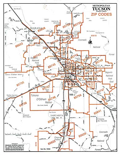 Metropolitan Tucson Arterial Streets ZIP Code Zones Notebook Map Paper, Non-Laminated - 10 Count - Wide World Maps & MORE! - Book - Wide World Maps & MORE! - Wide World Maps & MORE!