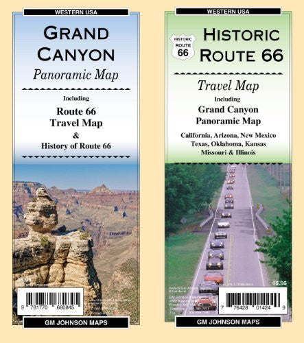 Historic Route 66 Travel Map Incluidng Grand Canyon Panoramic Map - Wide World Maps & MORE! - Map - GM Johnson - Wide World Maps & MORE!