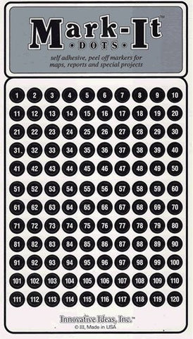 Numbered Black Map Sticker Dots 1 - 240 - Wide World Maps & MORE! - Office Product - Innovative Ideas - Wide World Maps & MORE!