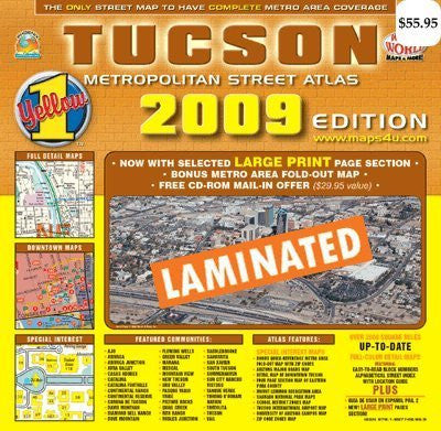 Tucson Metropolitan Street Atlas Laminated Edition (Yellow1) (Yellow1) - Wide World Maps & MORE! - Book - Wide World Maps & MORE! - Wide World Maps & MORE!