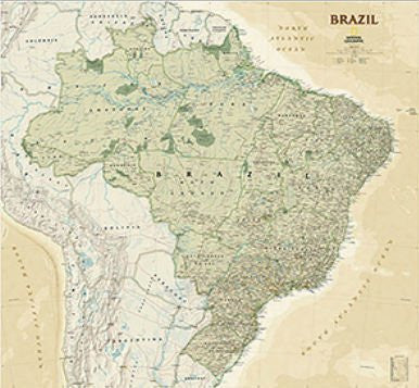 National Geographic Maps RE01020612 Brazil Executive Wall Map - Tubed - Wide World Maps & MORE! - Toy - National Geographic - Wide World Maps & MORE!