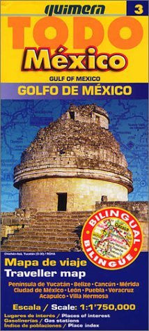Quimera Gulf of Mexico Traveller Map of Eastern Mexico = Golfo de Mexico Mapa de Viaje (Bilingual) - Wide World Maps & MORE! - Book - Wide World Maps & MORE! - Wide World Maps & MORE!