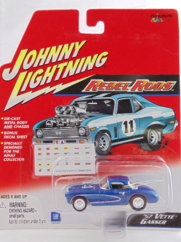 Johnny Lightning - Rebel Rods - 1957 Vette Gasser Car with Decal Sheet - Wide World Maps & MORE! - Toy - Wide World Maps & MORE! - Wide World Maps & MORE!